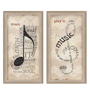 Music Collection 2-Piece Vignette By Marla Rae, Printed Wall Art, Ready To Hang Framed Poster, Beige Frame - 1 of 1