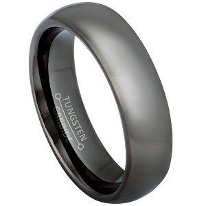 Jewelry Avalanche 6mm Dome Dark Gray IP Polished Tungsten Carbide Men Women Wedding Band - 1 of 4