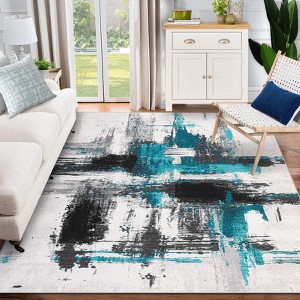 Nasitip Abstract Area Rug, Machine Washable Non-Slip Accent Carpet, Contemporary Art Ink Texture Rug - 1 of 4