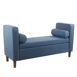 Rimo Upholstered Storage Bench Navy - HomePop, Blue