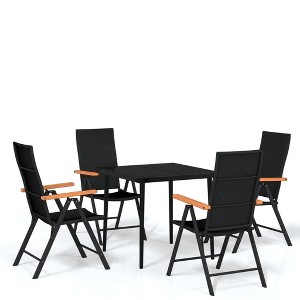 vidaXL Patio Dining Set Black Outdoor Furniture - 31.5" Table Length 4 Piece - 1 of 4