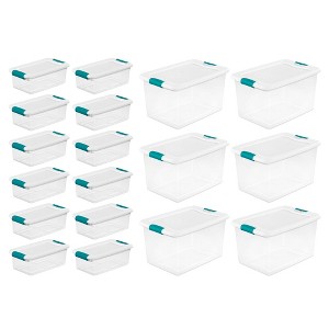 Sterilite 6 Qt Latch Storage Box,12 Pack, and 64 Qt Latch Storage Box, 6 Pack - 1 of 4