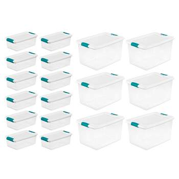 Sterilite 64 Qt Clear Plastic Stackable Storage Bin w/ White Latch Lid, 12  Pack, 12pk - Pay Less Super Markets