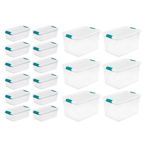 Sterilite 64 Quart Large Latching Stackable Clear Plastic Storage Tote Box,  12 Pack & Deep Clip Container Bins For Organization And Storage, 4 Pack :  Target