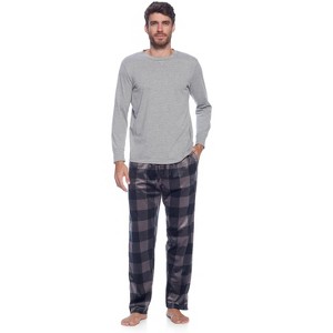 Ashford & Brooks Men's Jersey Knit Long-Sleeve Top and Mink Fleece Bottom Pajama Set - 1 of 4
