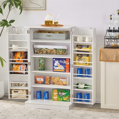 SKONYON 41" Kitchen Cabinet Pantry Storage 2 Door Floor with Adjustable Shelves