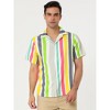 Lars Amadeus Men's Summer Irregular Printed Camp Collar Short Sleeves Button Down Hawaiian Shirt - 3 of 4