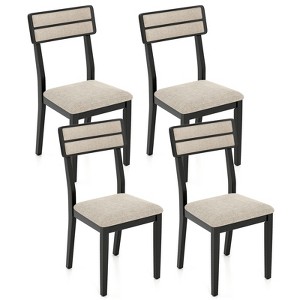 Tangkula Modern Dining Chairs Set of 4 w/Tilt Backrest Rubber Wood Legs Soft Padded Seat - 1 of 4