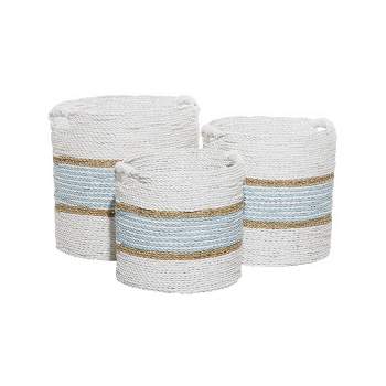 3pk Wood Coastal Storage Baskets White - Olivia & May