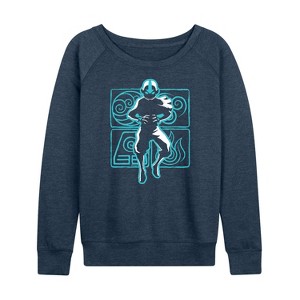 Women's - Avatar: The Last Airbender - Aang Airbending Lightweight French Terry Wide Neck Long Sleeve Shirt - 1 of 4