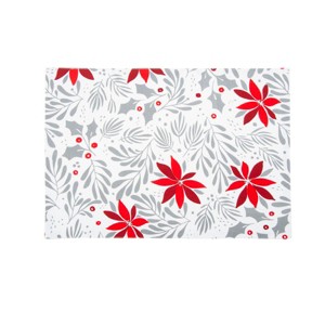 C&F Home Poinsettia Printed Embroidered Placemats Set of 6, 14" x 20" - 1 of 4