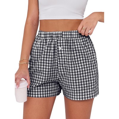 Shorts for Women Summer Casual Lounge Beach Bottoms Pajama Plaid Boxer Shorts