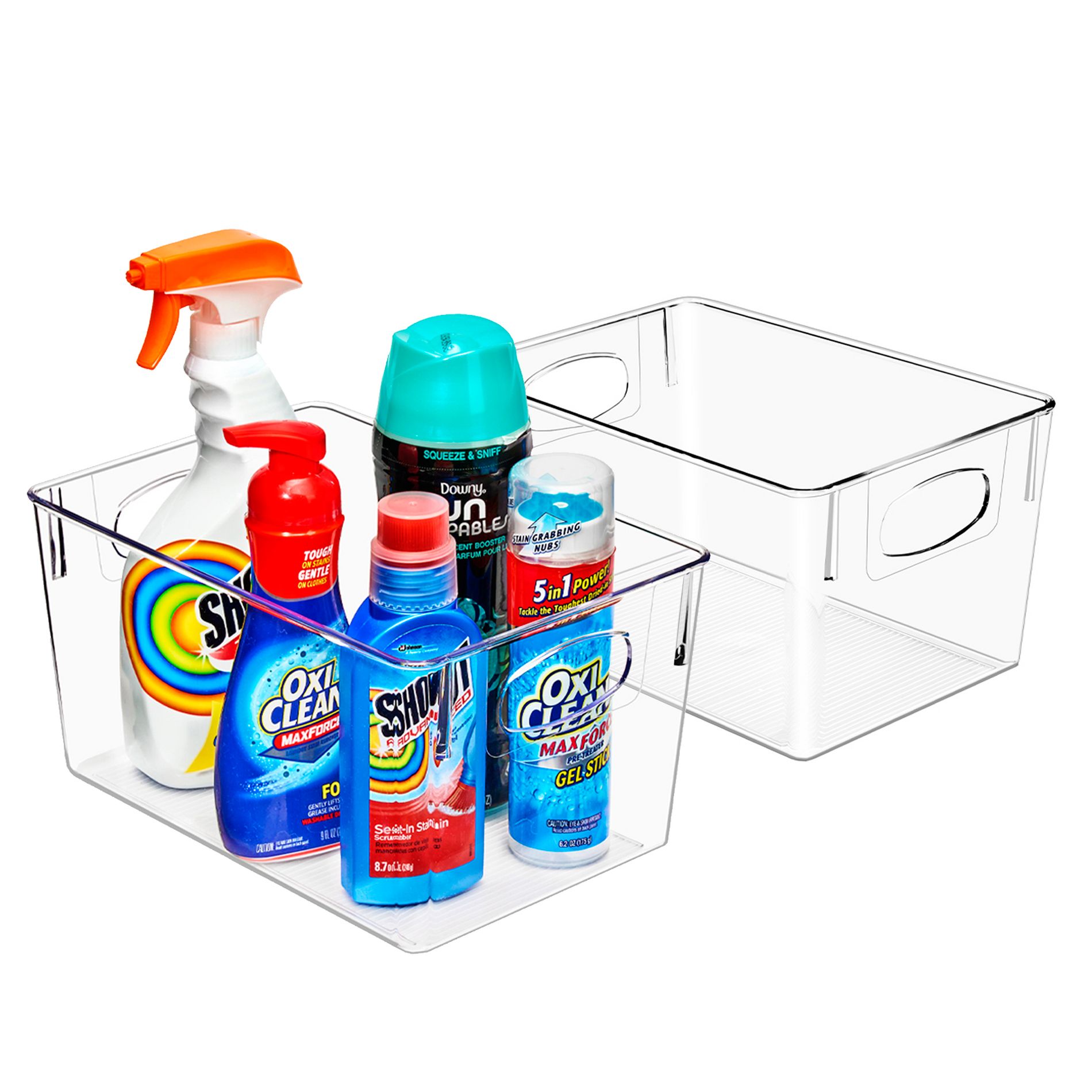 Sorbus Medium Clear Plastic Storage Bins, Clear Organizer Bins with Handle for Cleaning Supplies, Under Sink, Bathroom Organizers and Storage