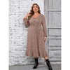 Women's Plus Size Sweater Dress V-Neck Long Sleeve Fall Winter Dressed with Pockets - 3 of 4