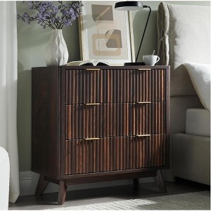 COZONY Modern Nightstands Set of 2, Fluted Bedside Tables with Faux Marble Top and 3 Drawers for Bedroom and Living Room - 1 of 4