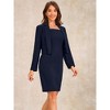 INSPIRE CHIC Women's Sleeveless Long Sleeve Cropped Blazer Work Outfit Business Bodycon Dress Suit Set - 4 of 4