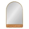 Kate and Laurel Schuyler Arch Wall Mirror with Hooks, 20x31, Natural - 2 of 4
