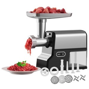 VEVOR Meat Grinder, 4.2 Lbs/Min Capacity Electric Meat Grinders with Blade, Grinding Plate, Sausage Maker, Kubbe Kit, Stainless Steel, Silver - 1 of 4