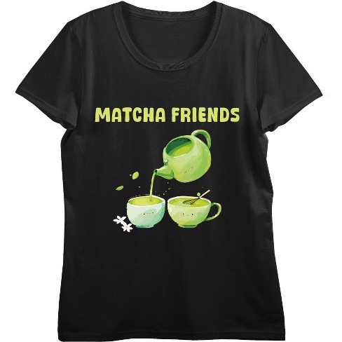 Matcha Friends Matcha Tea Women's Black Crew Neck Crop Top-xs : Target