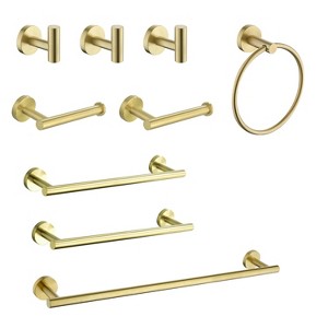 9 Piece Stainless Steel Bathroom Towel Rack Set Wall Mount - 1 of 4
