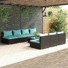 vidaXL Patio Lounge Set 8 Piece with Cushions – Black Poly Rattan Outdoor Seating, Aqua Cushions – Modular Arrangement for Garden or Patio - 2 of 4