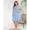 LXT-Plus Size Off Shoulder Dresses Floral A-Line Flowy Casual Midi Summer Dress - 4 of 4