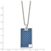 Black Bow Jewelry Stainless Steel & Blue Carbon Fiber Inlay Dog Tag Necklace, 22 Inch - 3 of 4