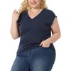 Agnes Orinda Women's Plus Size V Neck Cap Sleeves Sequin-Panel-Shoulder Tank Top - 2 of 4