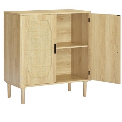 Ridstar 31.5 in. W Natural Kitchen Storage Cabinet with Rattan Decorative Doors