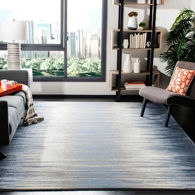 Blue and Navy Abstract 8' x 10' Stain-Resistant Area Rug