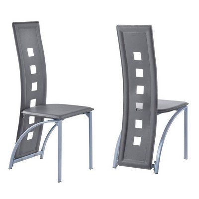 Set of 2 Counter Height Side Chairs with Metal Frame Gray - Benzara