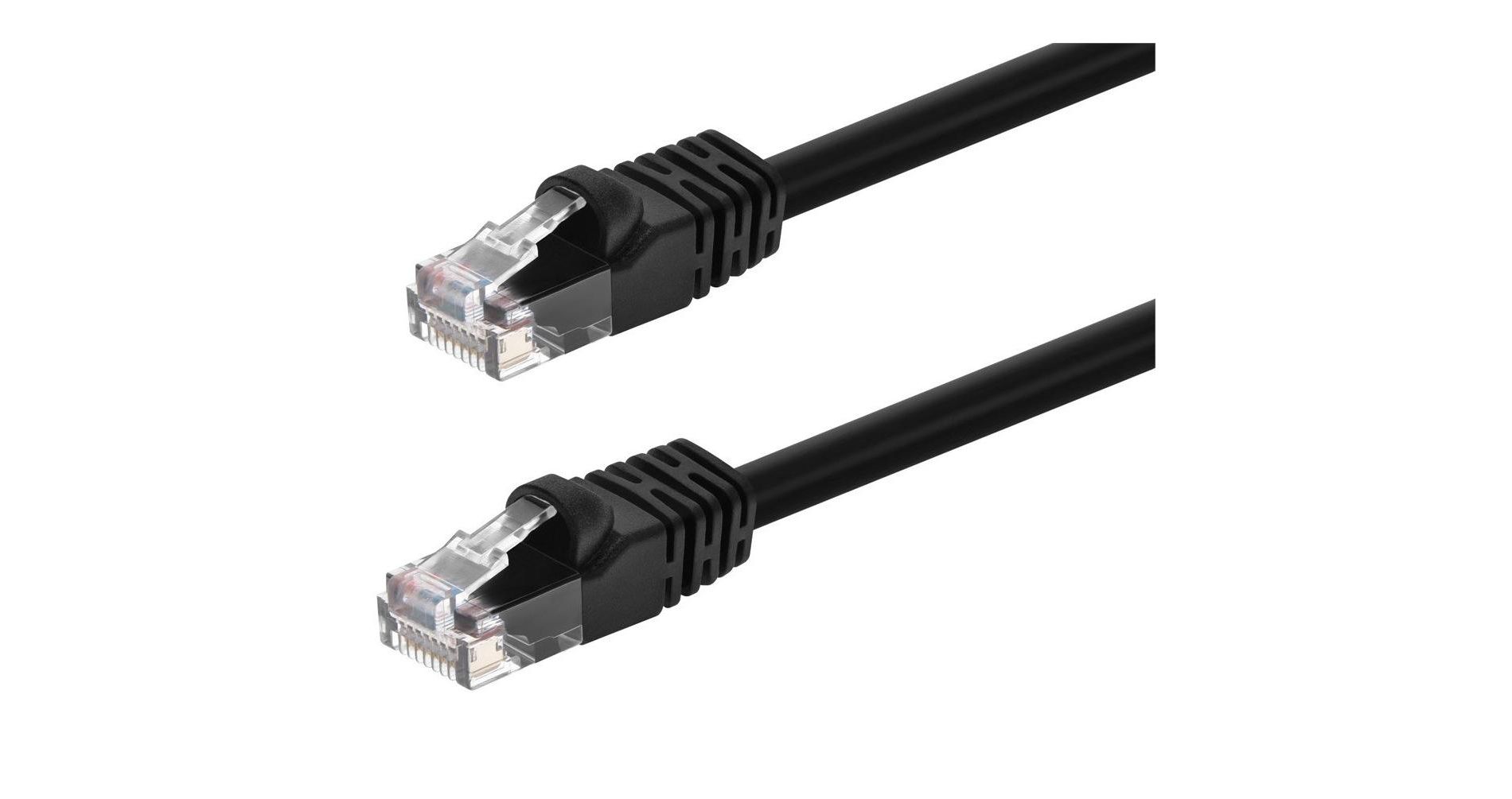 Monoprice Cat6 Ethernet Patch Cable - 1 Feet - Black | Network Internet Cord - RJ45, Stranded, 550Mhz, UTP, Pure Bare Copper Wire, 24AWG