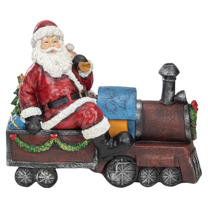 Northlight 14" Red and Blue Santa on a Train Christmas Tabletop Decoration, 1 of 5