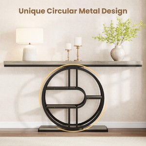 Console Table for Entryway, Storage Shelves, 5-Tier Narrow Accent Table with Circle Storage Shelves for Living Room, Hallway, o-Shaped Metal Frame - 1 of 4