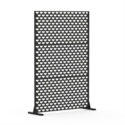DSVIMOY Privacy Screens, Freestanding Outdoor Indoor Privacy Screen, Semi-Circular Shape Decorative Privacy Screen, Black, 48.31"*15.75"*70.75"