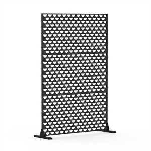 DSVIMOY Privacy Screens, Freestanding Outdoor Indoor Privacy Screen, Semi-Circular Shape Decorative Privacy Screen, Black, 48.31"*15.75"*70.75" - 1 of 4