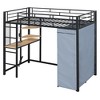 Twin Size Metal Loft Bed with Desk and Shelves - 3 of 4