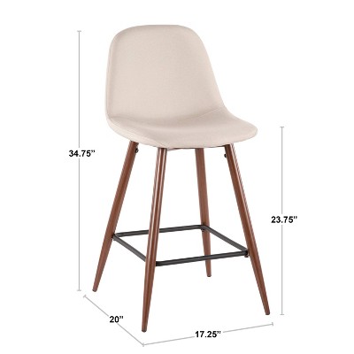 Walnut and Charcoal Swivel Counter Stool with Metal Frame