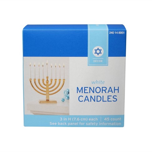 45ct 3 Hanukkah Menorah Candles White