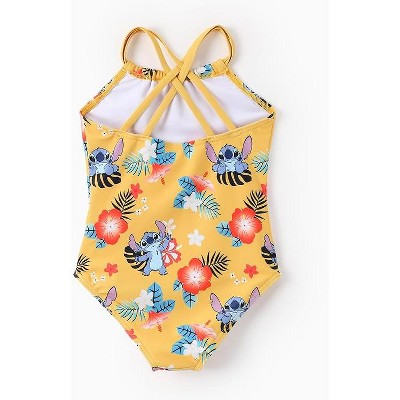 Stitch Disney Stitch Juniors Hawaii Summer Floral One Piece Swimsuits Stitch Yellow 10-11.5 — фото 2