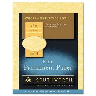 SOUTHWORTH CO. Parchment Specialty Paper Gold 24lb 8 1/2 x 11 100 Sheets P994CK336