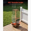 VEVOR Fishing Rod Holders for 16 Fishing Poles, 360° Rotating Wood Fishing Rods Rack for Garage Organization and Storage, Floor Stand, Brown - 3 of 4
