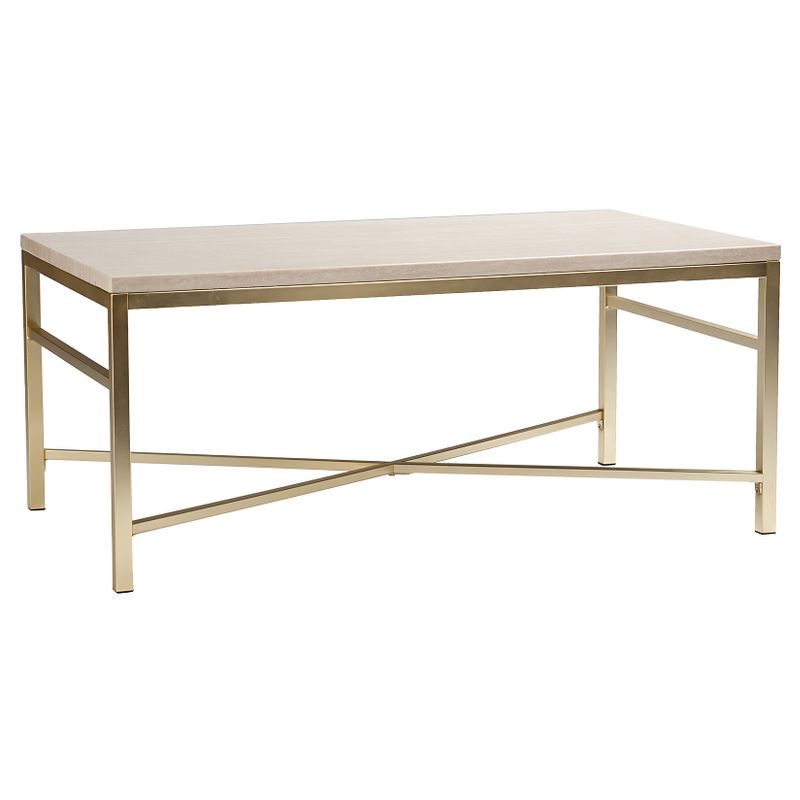 Cocktail Faux Stone Table - Matte Brass - Aiden Lane, 1 of 6