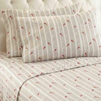 Micro Flannel Shavel Durable & High Quality Luxurious Printed Sheet Set Including Flat Sheet, Fitted Sheet & Pillowcase, Twin - Cardinals