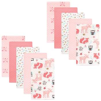 Hudson Baby Infant Girl Quilted Burp Cloths, Girl Forest, One Size