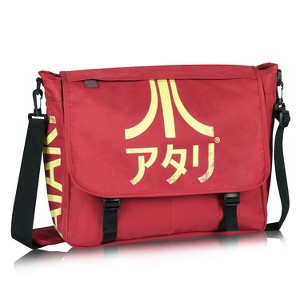Atari Meroncourt Vintage Messenger Bag with Japanese Logo – Large Capacity with Multi-Pocket Storage (Crimson Red) | Japanese-Inspired Design - 1 of 4