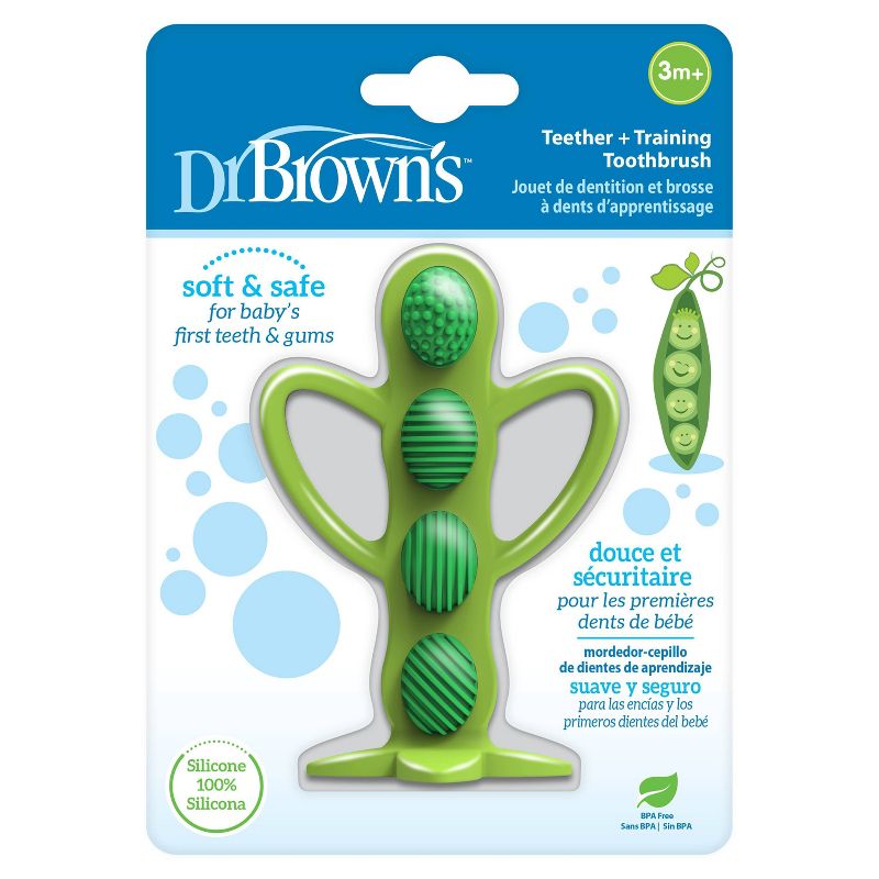 Dr. Brown&#39;s Peapod Teether &#38; Training Toothbrush - Soft &#38; Safe Silicone - 3m+, 3 of 10
