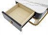 CAVINAS Coffee Tables for Living Room 2-in-1 Square Nesting Coffee Table Stackable End Table Set with Wheels & Drawers and Brown Tempered Glass - 2 of 4