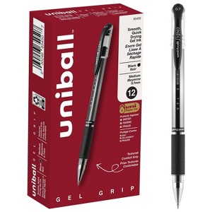 uni-ball Gel Grip Gel Pens Medium Point Black Ink Dozen (65450) - 1 of 4