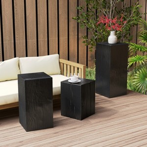 Grungis 33.75"H Square-Column End Tables for Patio,Wood-Like Distressed Finish and Mix with Different Heights for Outdoor and Indoor Use - 1 of 4